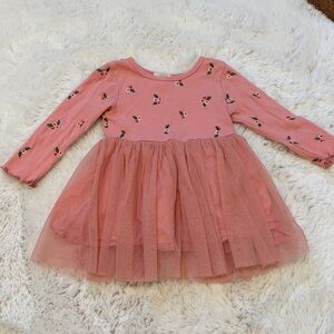 Peek Pink Floral Embroidered Knit and Tulle Dress 6-12 months